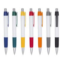 Caneta de Plástico com Detalhe Emborrachado