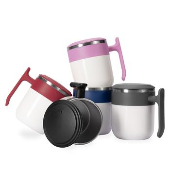 Caneca Inox 350ml Alça e Tampa de Encaixe em Plástico